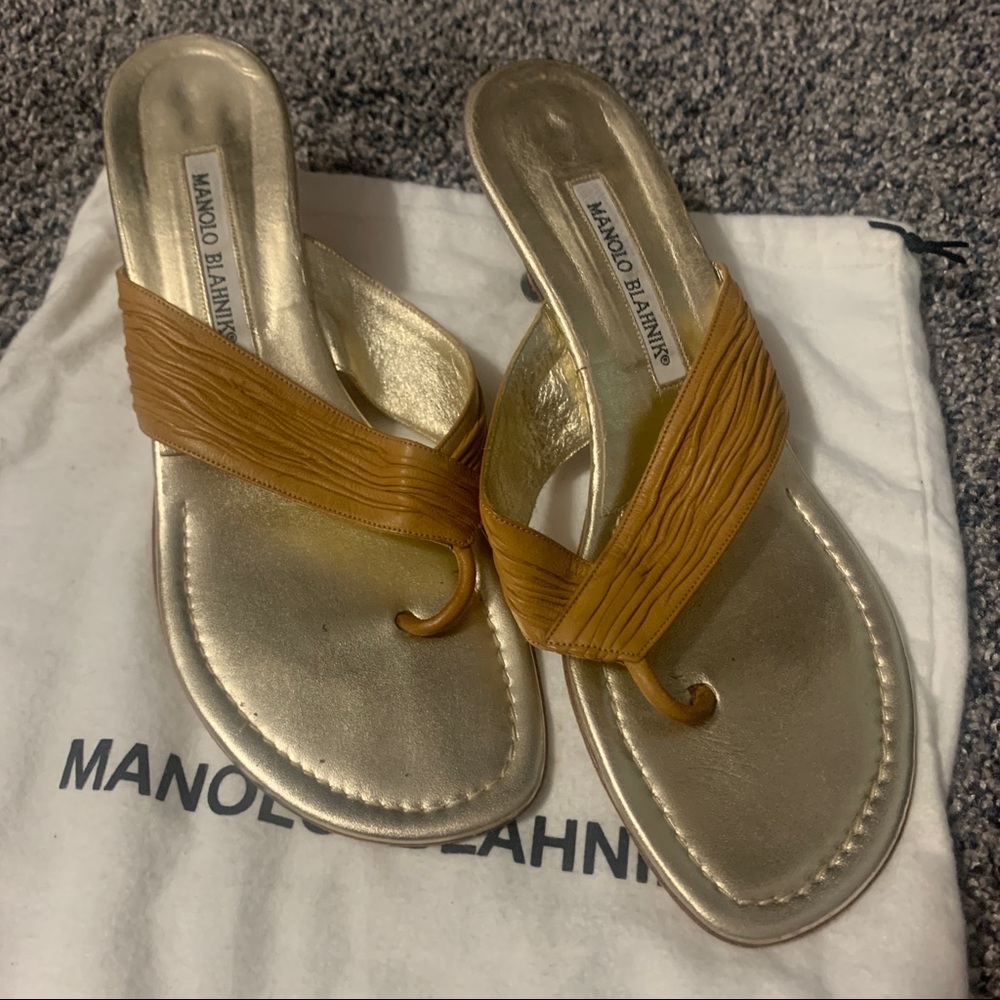 Manolo Blahnik Gold Heels